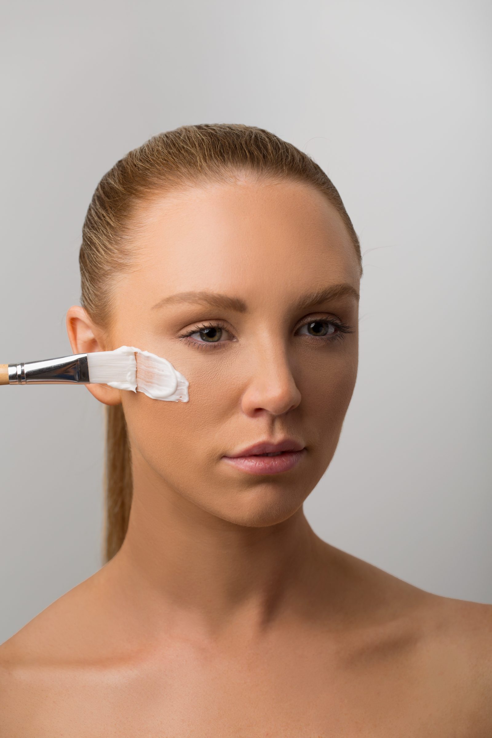 Cream applied with a brush