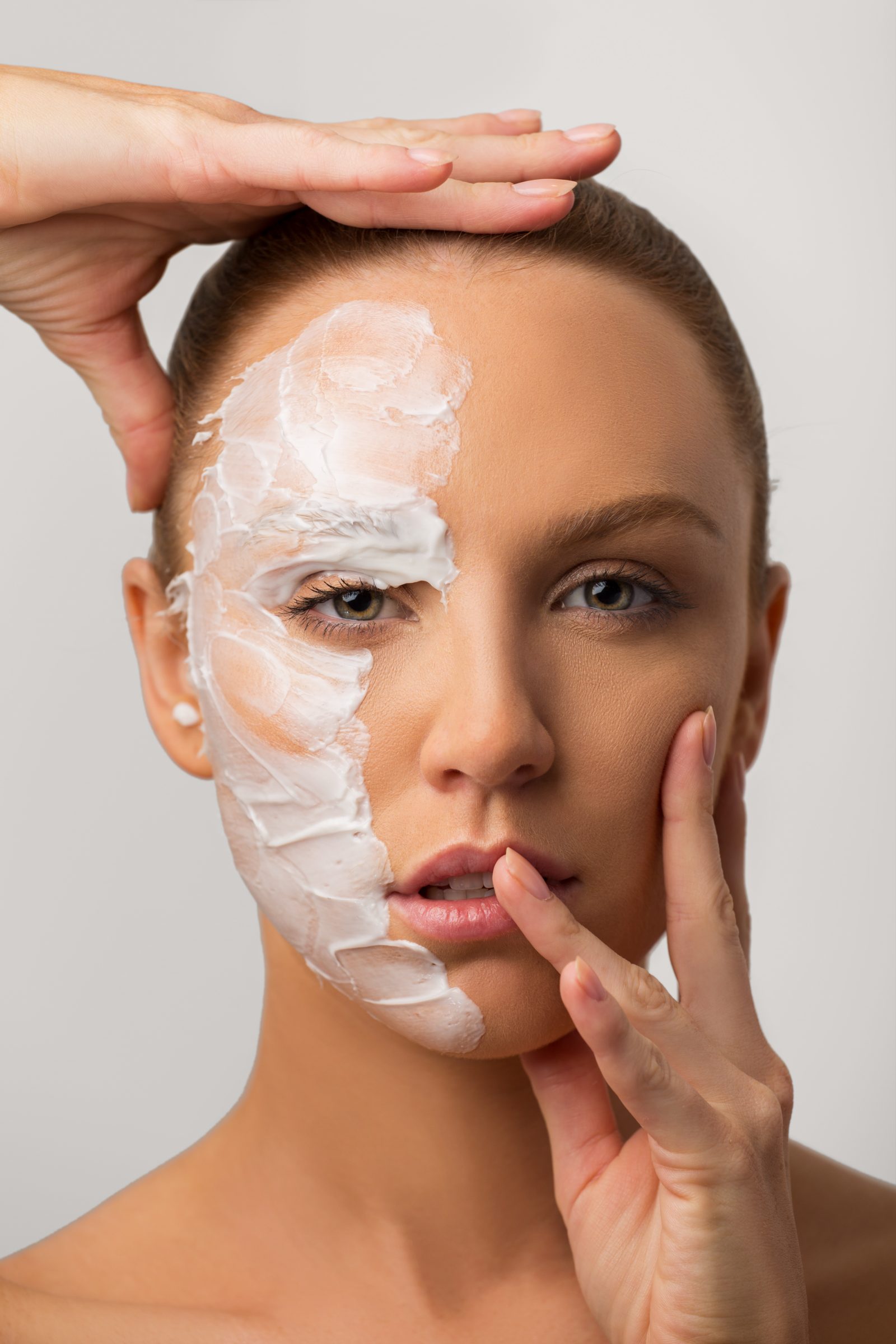 Face mask applied to half the face