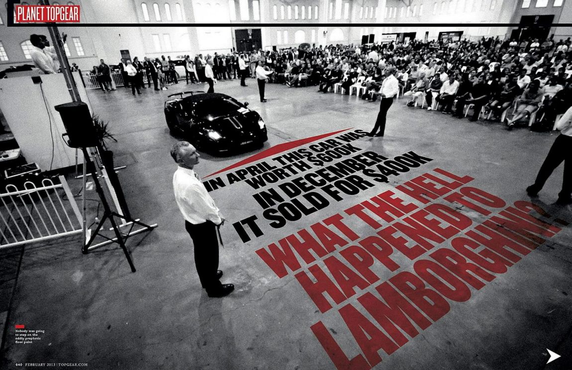 Top Gear magazine spread, Supercar auction